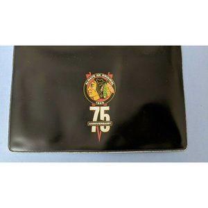 Vintage Chicago Blackhawks black vinyl checkbook cover 75th Anniversary TCF Bank